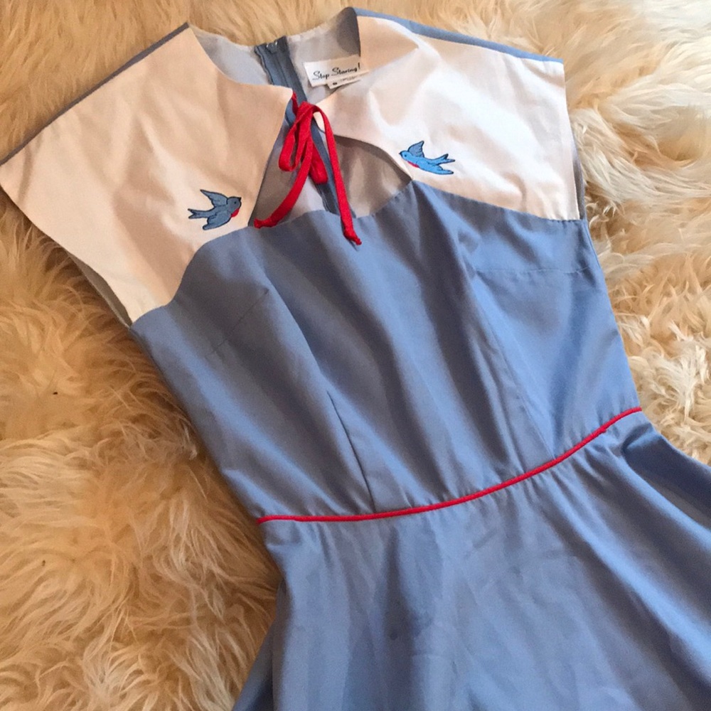 Stop Staring Baby Blue Swing Dress